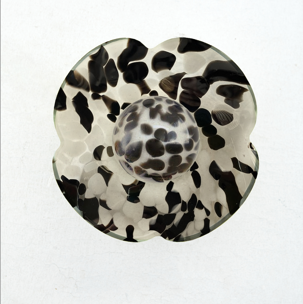 Black and white glass